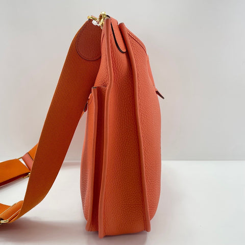 HERMES Evelyn 3PM Shoulder Bag Orange WS34837