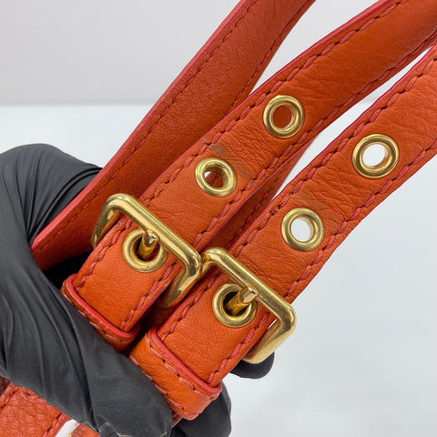 Miu Miu Vitello Caribe 2WAY Shoulder Bag Orange WS34848