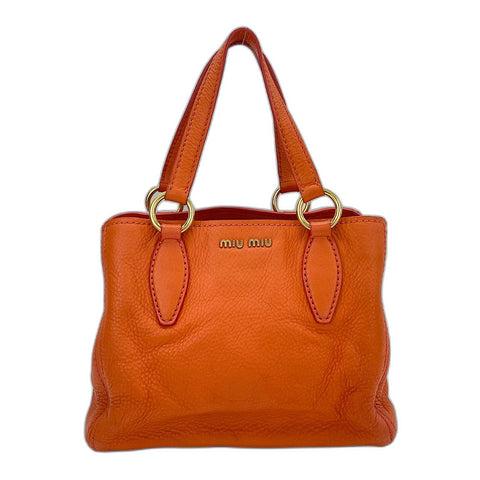 Miu Miu Vitello Caribe 2WAY Shoulder Bag Orange WS34848