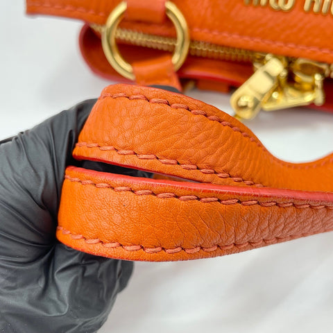 Miu Miu Vitello Caribe 2WAY Shoulder Bag Orange WS34848