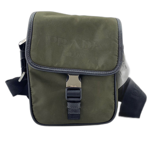 PRADA Safiano Shoulder Bag khaki WS34869