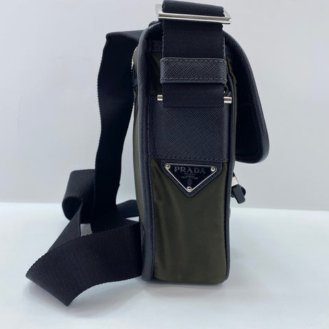 PRADA Safiano Shoulder Bag khaki WS34869