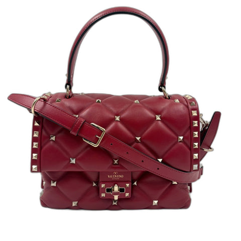 VALENTINO Canvas Studs 2WAY, Studs Handbag Red WS34924