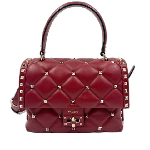 VALENTINO Canvas Studs 2WAY, Studs Handbag Red WS34924