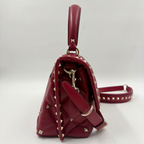 VALENTINO Canvas Studs 2WAY, Studs Handbag Red WS34924