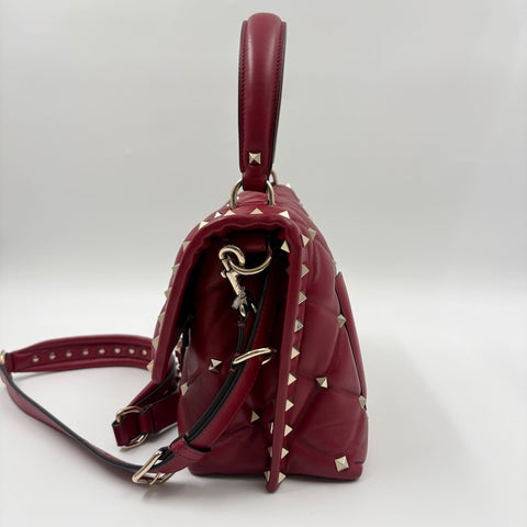 VALENTINO Canvas Studs 2WAY, Studs Handbag Red WS34924