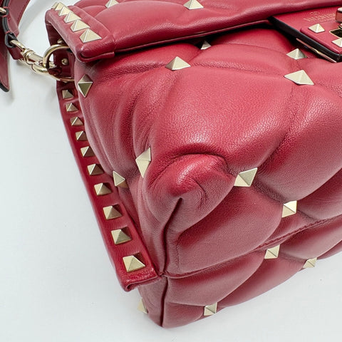 VALENTINO Canvas Studs 2WAY, Studs Handbag Red WS34924