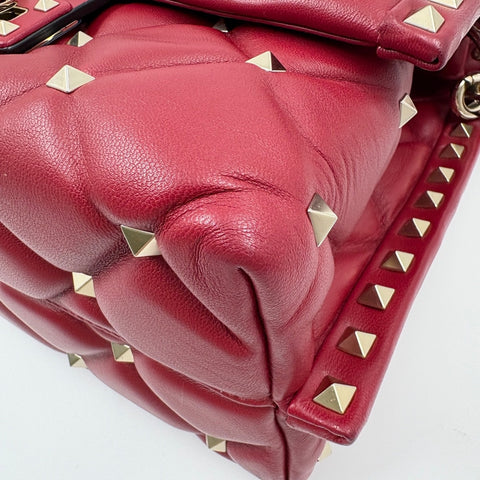 VALENTINO Canvas Studs 2WAY, Studs Handbag Red WS34924