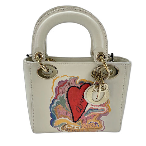 Christian Dior Lady Christian Dior Mini 2WAY Handbag white WS34955