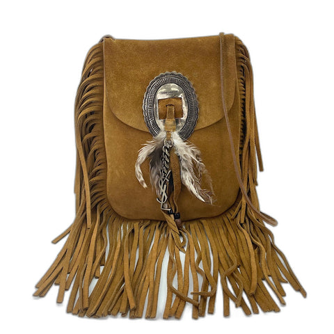 YVES SAINT LAURENT Anita Fringe Shoulder Bag Brown WS34956