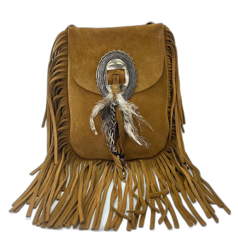YVES SAINT LAURENT Anita Fringe Shoulder Bag Brown WS34956
