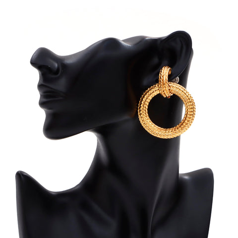 Chanel CHANEL Round Sling Earrings Gold WS3496