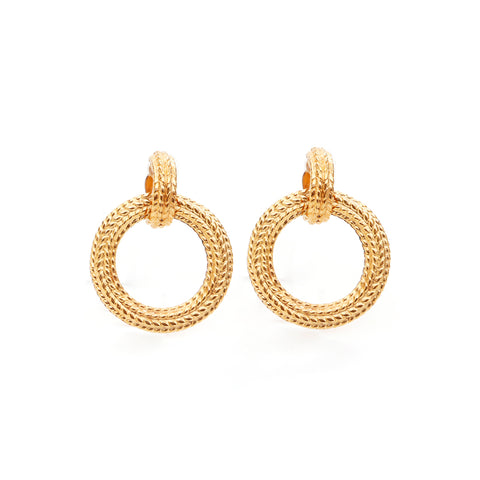 Chanel CHANEL Round Sling Earrings Gold WS3496