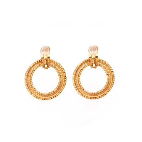 Chanel CHANEL Round Sling Earrings Gold WS3496