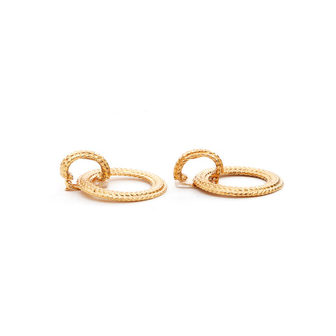 Chanel CHANEL Round Sling Earrings Gold WS3496