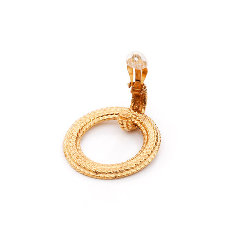 Chanel CHANEL Round Sling Earrings Gold WS3496