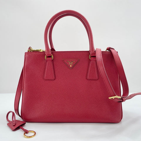 PRADA Galleria 2WAY Handbag Red WS34986