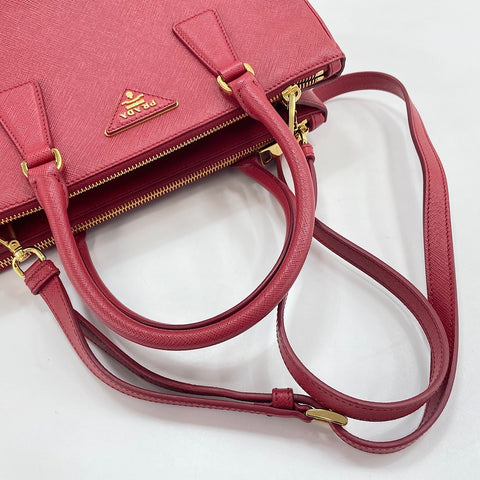 PRADA Galleria 2WAY Handbag Red WS34986