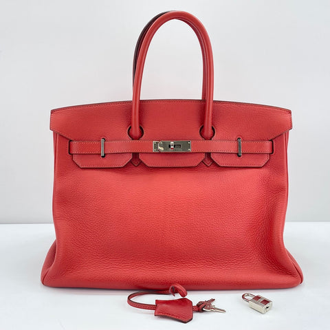 HERMES Birkin 35 Handbag Red WS35001