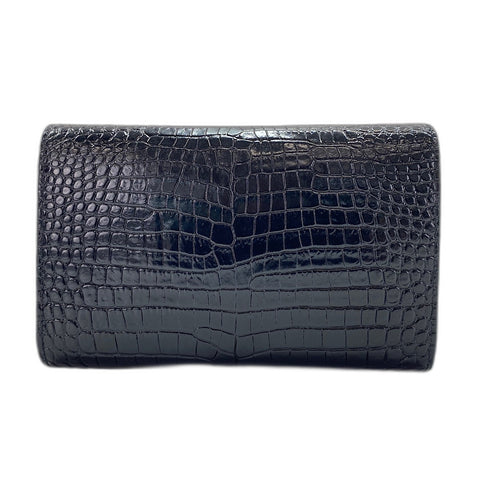 YVES SAINT LAURENT Croco embossed Shoulder Bag black WS35010