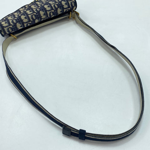Christian Dior Saddle Slim Pouch Oblique Waist bag Navy WS35018