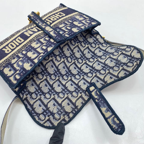 Christian Dior Saddle Slim Pouch Oblique Waist bag Navy WS35018
