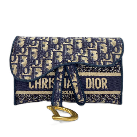 Christian Dior Saddle Slim Pouch Oblique Waist bag Navy WS35018