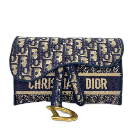Christian Dior Saddle Slim Pouch Oblique Waist bag Navy WS35018