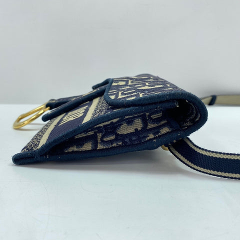 Christian Dior Saddle Slim Pouch Oblique Waist bag Navy WS35018