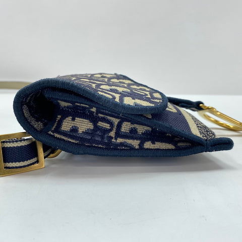 Christian Dior Saddle Slim Pouch Oblique Waist bag Navy WS35018
