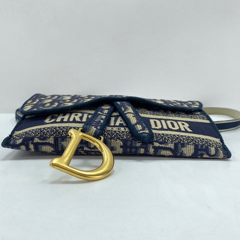 Christian Dior Saddle Slim Pouch Oblique Waist bag Navy WS35018