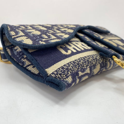 Christian Dior Saddle Slim Pouch Oblique Waist bag Navy WS35018