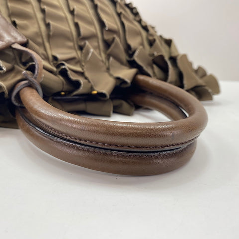 PRADA Frill Handbag Brown WS35019