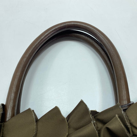 PRADA Frill Handbag Brown WS35019