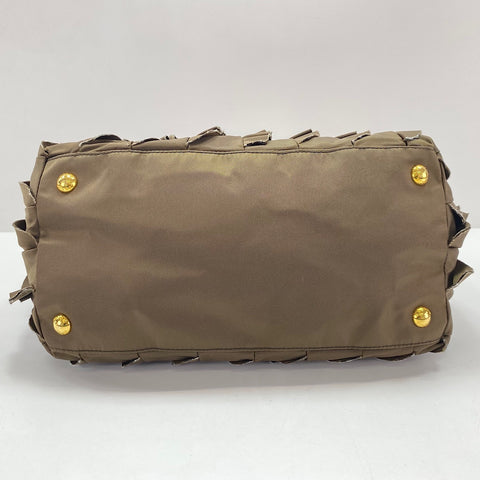 PRADA Frill Handbag Brown WS35019