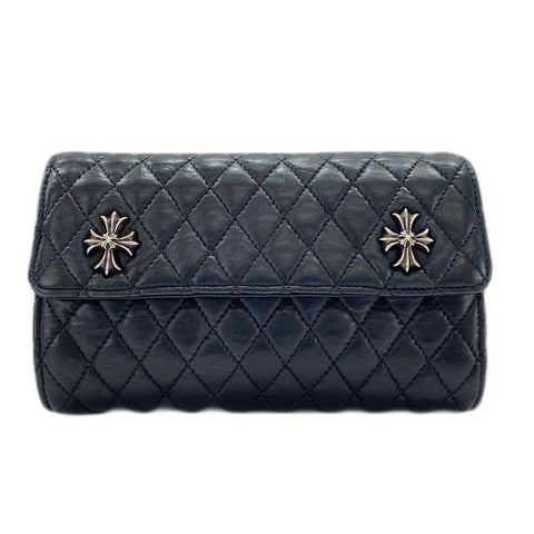 CHROME HEARTS Wave Quilted Wallet Pouch black WS35022