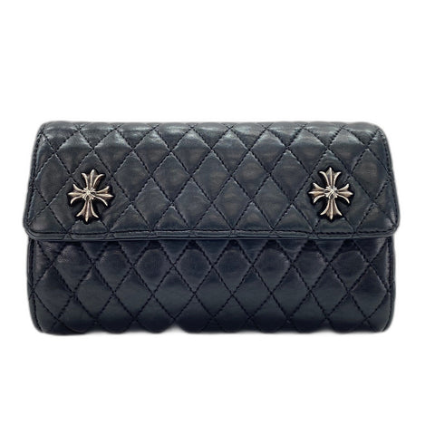 CHROME HEARTS Wave Quilted Wallet Pouch black WS35022