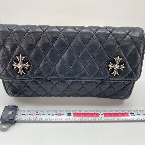 CHROME HEARTS Wave Quilted Wallet Pouch black WS35022