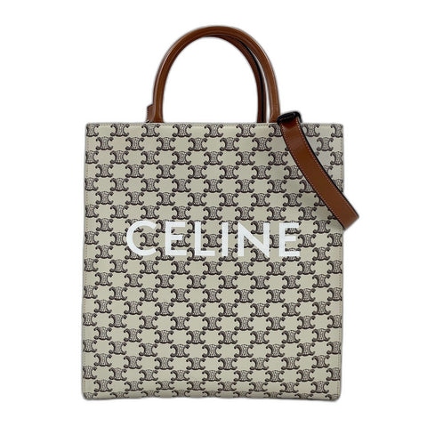 CELINE Vertical Cover Medium 2WAY Triomphe Tote Bag white WS35023
