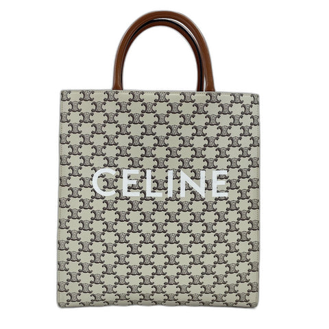 CELINE Vertical Cover Medium 2WAY Triomphe Tote Bag white WS35023