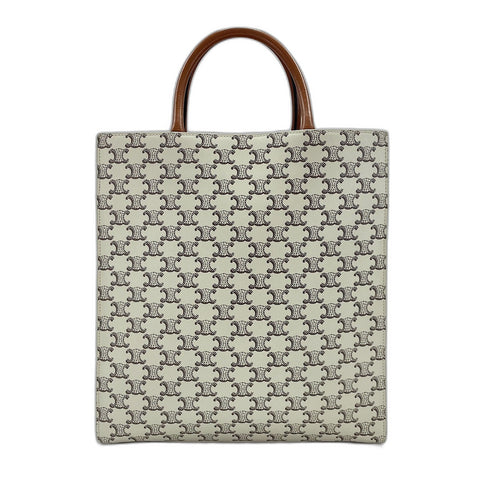 CELINE Vertical Cover Medium 2WAY Triomphe Tote Bag white WS35023