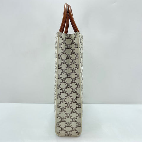 CELINE Vertical Cover Medium 2WAY Triomphe Tote Bag white WS35023