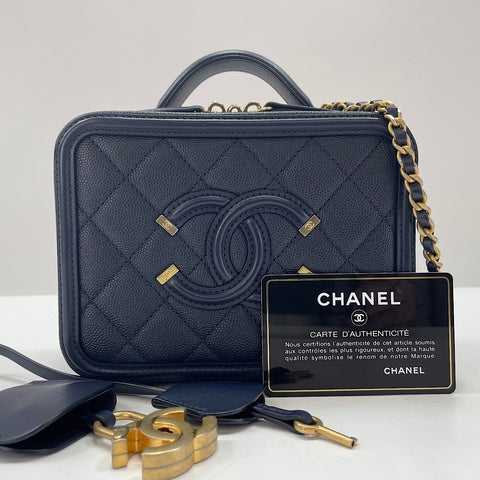 CHANEL filigree Shoulder Bag Navy WS35031