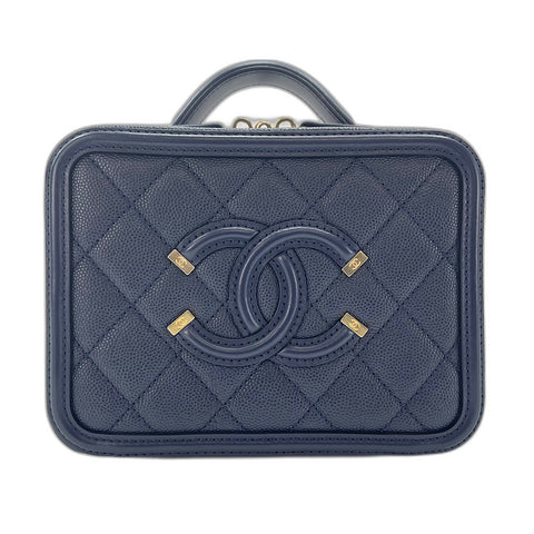 CHANEL filigree Shoulder Bag Navy WS35031