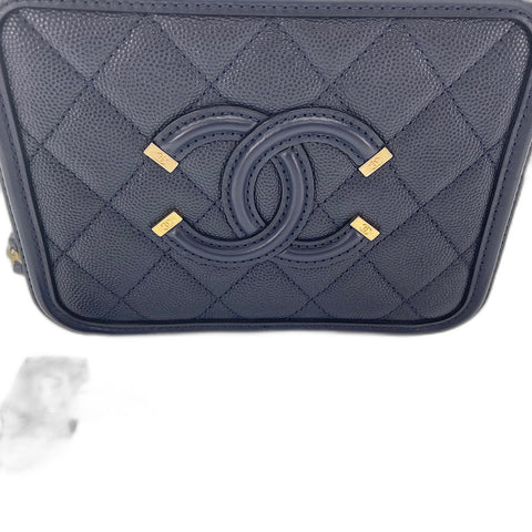 CHANEL filigree Shoulder Bag Navy WS35031