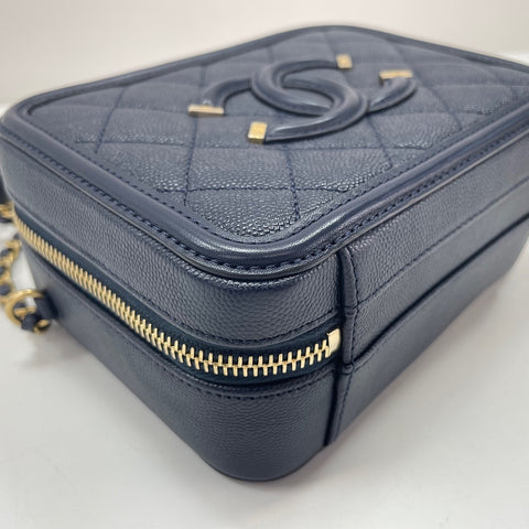 CHANEL filigree Shoulder Bag Navy WS35031