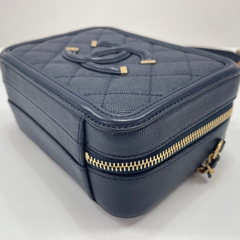 CHANEL filigree Shoulder Bag Navy WS35031