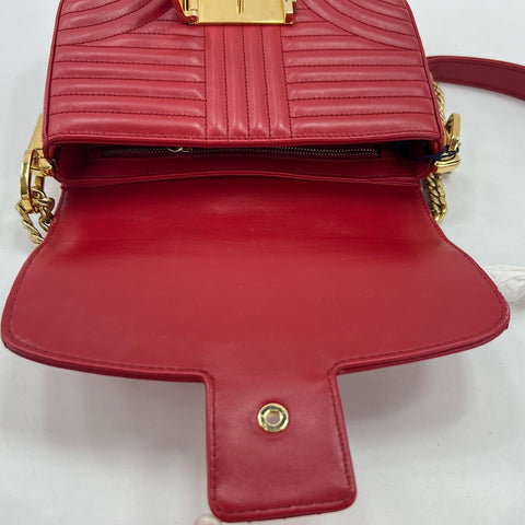 PRADA Diagram quilting Shoulder Bag Red WS35046