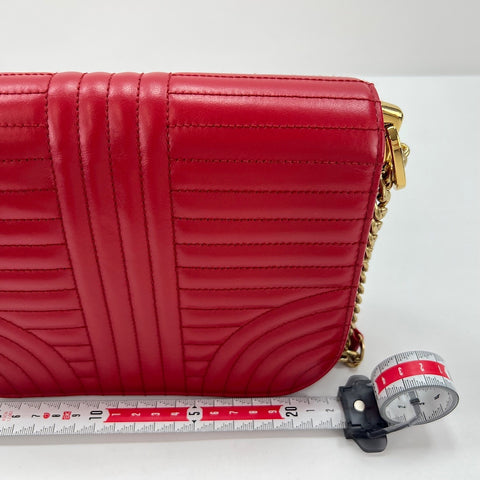 PRADA Diagram quilting Shoulder Bag Red WS35046
