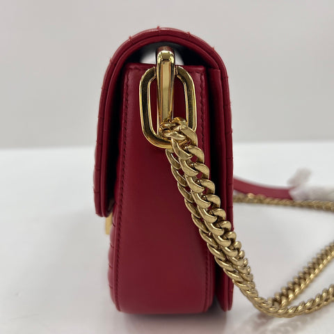 PRADA Diagram quilting Shoulder Bag Red WS35046